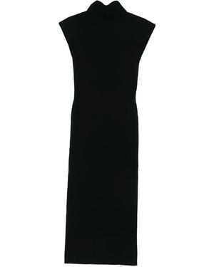 Alberta Ferretti Fitted Midi Dress With Cap Sleeves - Black