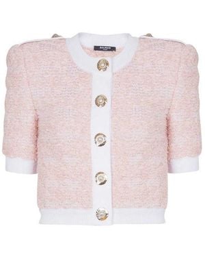 Balmain Tweed Cardigan - Pink