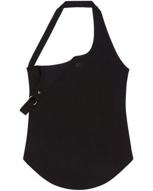 Courreges Asymmetric Top With Logo - Black