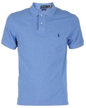 Polo Ralph Lauren Logo Embroidery Pique Polo Shirt - Blue