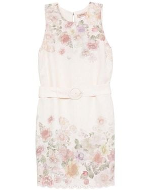 Twinset Powder Short Dress With Floral Print - White
