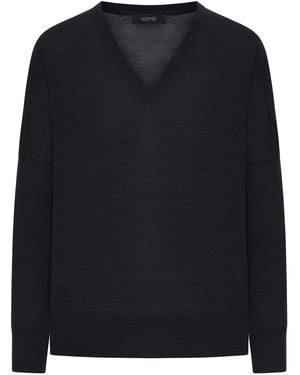 Nome V-Neck Wool Sweater - Black