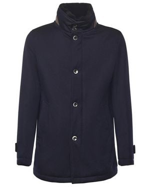 Herno Diagonal Wool Carcoat - Blue