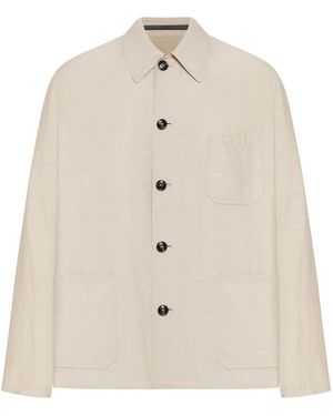 Giorgio Armani Linen Blend Blouson - Natural