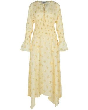 Ganni Ivory Viscose Dress - Yellow