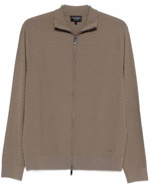 Emporio Armani Chevron Cardigan - Brown