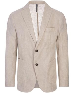 RUSSO CAPRI Linen One-Breasted Blazer - Natural
