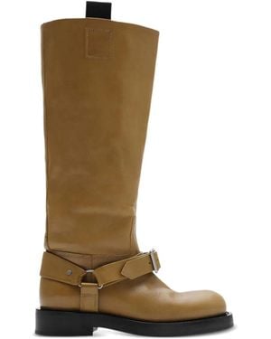 Burberry Leather Saddle High Boots - Green