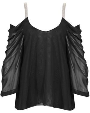 D. EXTERIOR Georgette Tunic Blouse - Black