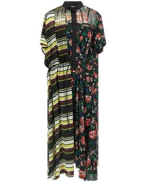 Sacai Pattern Mix Dress - Green