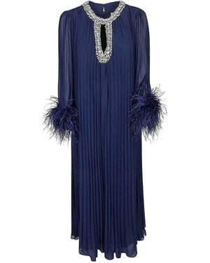 sachin and babi light blue dress Self-Portrait Cold-Shoulder Pleated Chiffon Midi Dress – evaChic main image 0