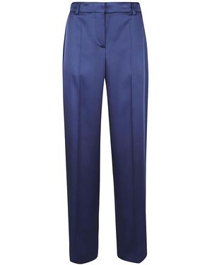 Stella McCartney Satin Dropped Waist Straight Wide Leg - Blue