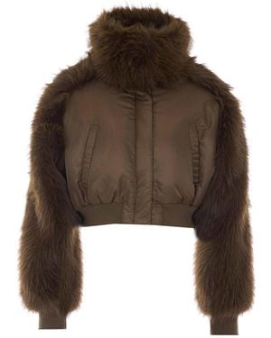 Pinko Faux Fur Bomber - Brown