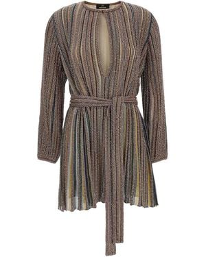 Missoni V-Neck And Belt Dress - Gray