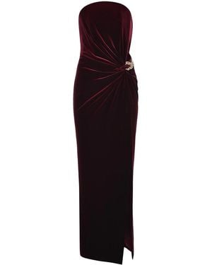 Self-Portrait Dress Made Of Velvet - Purple