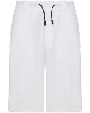 Transit Linen Bermuda Shorts With Drawstring - White