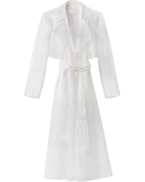 Genny Embroidery Orchid Silk Trench - White