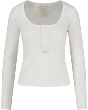 Chloé Ribbed Jumper - White