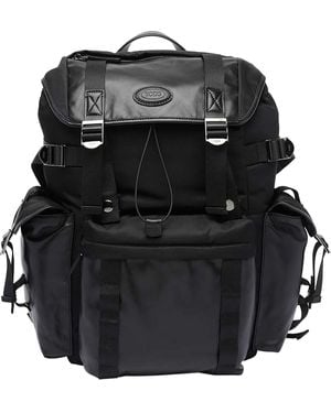 Tod's Medium Leather And Fabric Backpack - Black