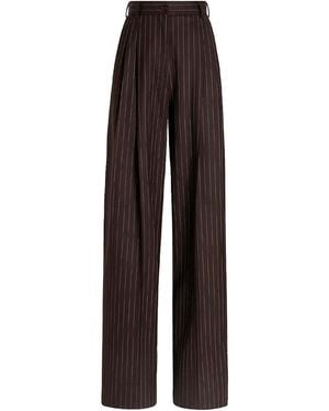 Dolce & Gabbana Pinstripe Wool Trousers - Brown