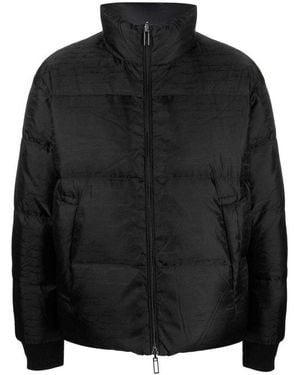Emporio Armani Allover Logo Down Jacket - Black