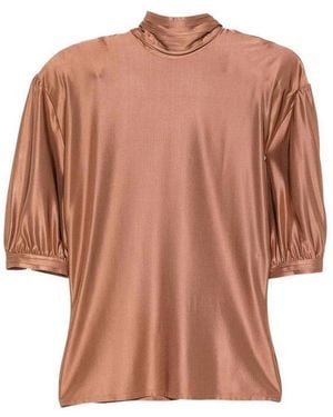 Rabanne Satin Short-Sleeve Top - Pink