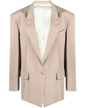 The Attico Oversized Blazer Silhouette Peak Lapels - Natural
