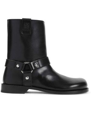 Loewe Campo Biker Shearling Boots - Black