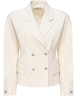 Alessandra Rich Wool Crepe Jacket - Natural