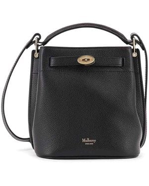 Mulberry Leather Bucket Bag With Logo - Black