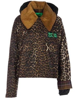 Barbour Printed Hooded Wax Anorak - Black