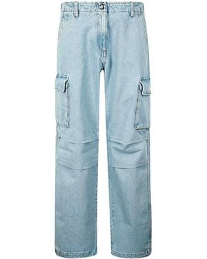 Coperni Denim Wide Leg Cargo Trousers - Blue