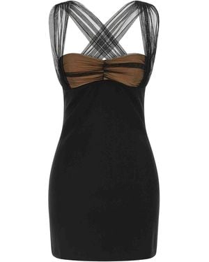 Nensi Dojaka Draped Padded Cup Mini Dress - Black