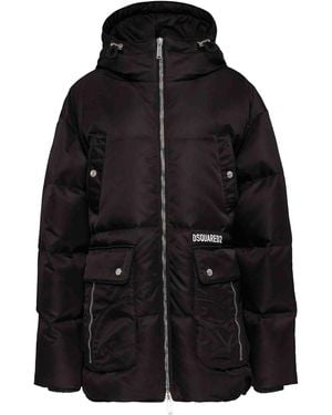 DSquared² Quilted Hooded Coat - Black