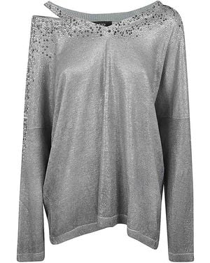 Avant Toi Linen Cotton V-Neck Pullover - Grey