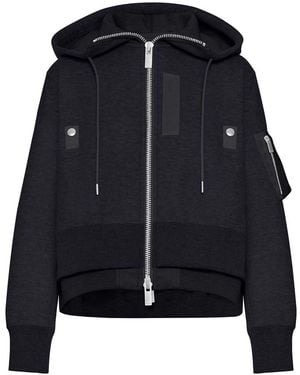 Sacai Cotton Blend Padded Hoodie - Black