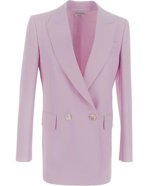 McQueen Cropped Wool-Blend Jacket - Purple