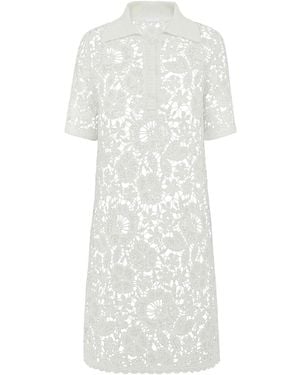P.A.R.O.S.H. Cream-Colored Cotton Crochet Floral Lace Mini - White