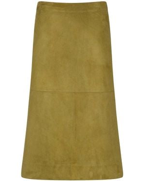 Bottega Veneta Suede Leather Midi Skirt - Green