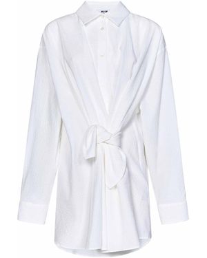 MSGM Short Chemisier Dress - White