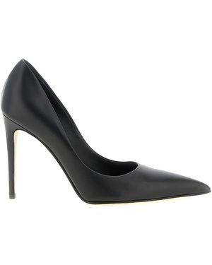 McQueen Pointed Stiletto Leather Court Shoes - Black