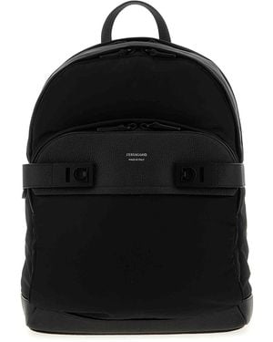Ferragamo Twins Nylon Backpack - Black