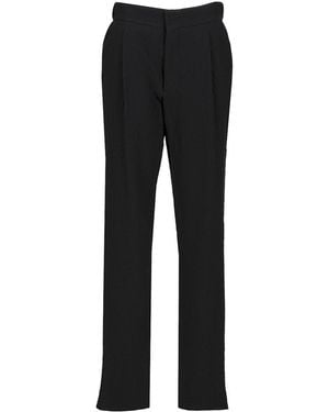 Giorgio Armani Stretch Wool Single Pleat Trousers - Black