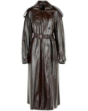 Sportmax Long Patent Effect Trench Coat - Grey