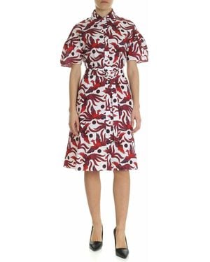 KENZO Belted And Shirting Dress - Red
