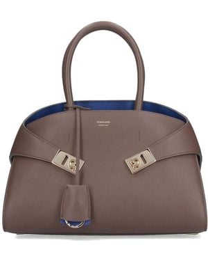 Ferragamo Borsa A Mano Media - Marrone