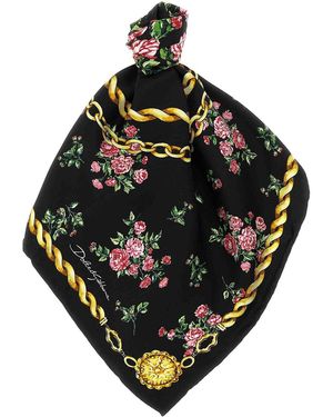 Dolce & Gabbana Mazzolini Di Rose Scarf - Black