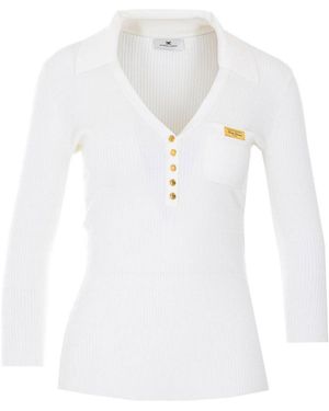 Elisabetta Franchi Long Sleeves Top - White