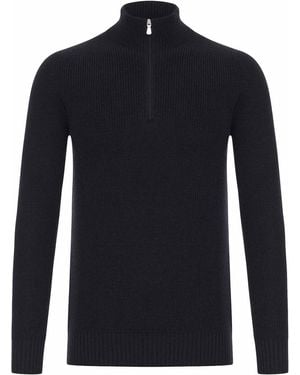 Nome Wool Turtleneck Jumper With Zip - Blue