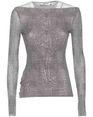 Jean Paul Gaultier Body Shadow Print Mesh Top - Gray